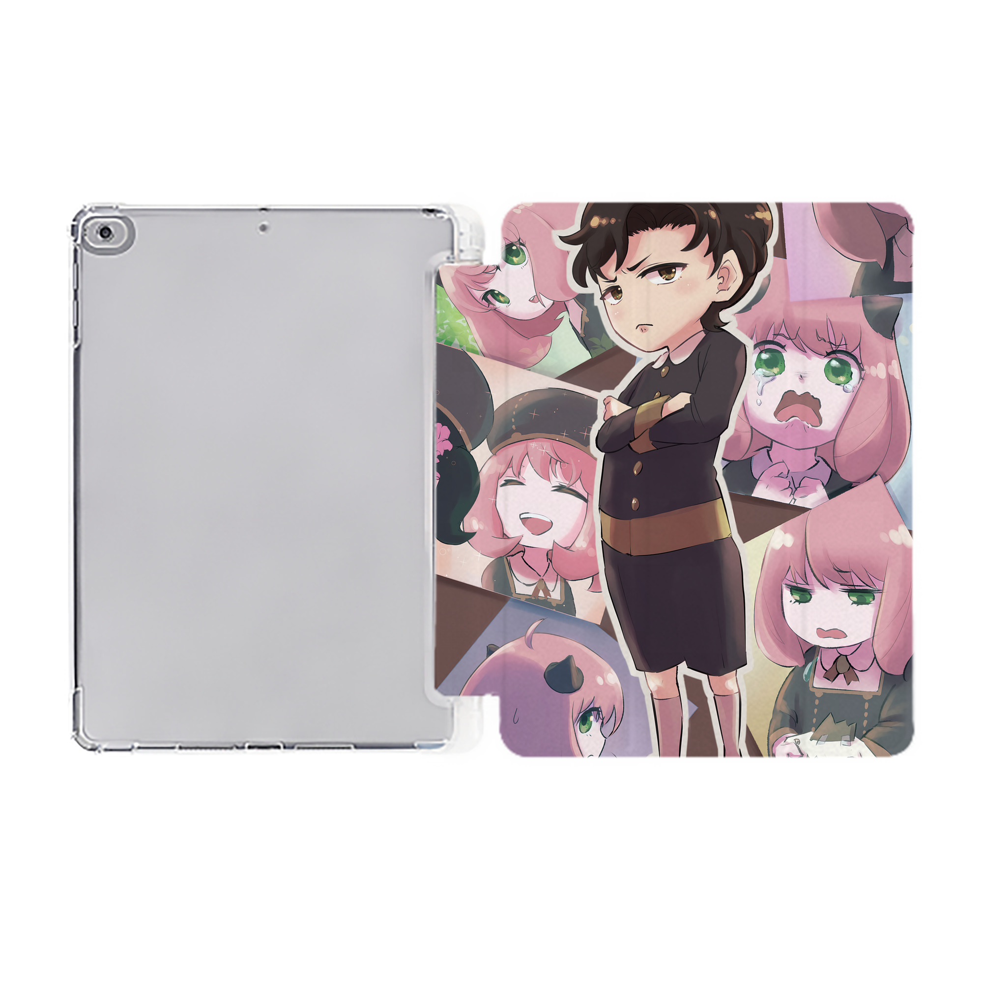 （画像用） SPY×FAMILY间谍家家酒 IPad ケース ペン収納付き 三つ折りスタンド PUレザー×シリコン 対応機種9.5/10.5/10.9インチ